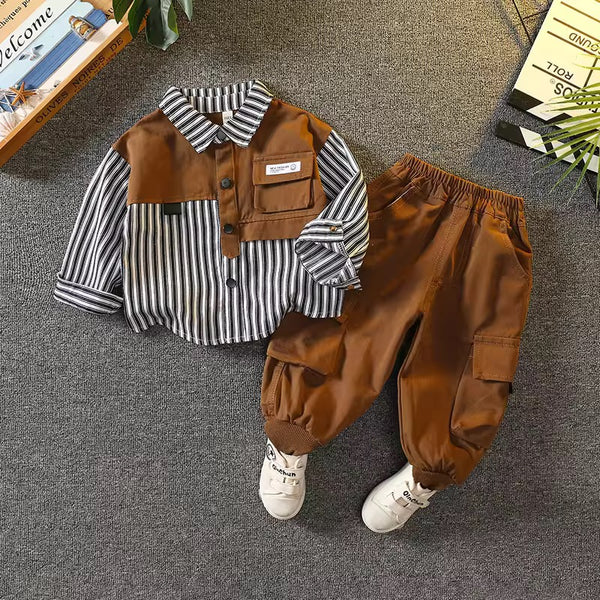 Boys Striped Shirt And Trousers Set