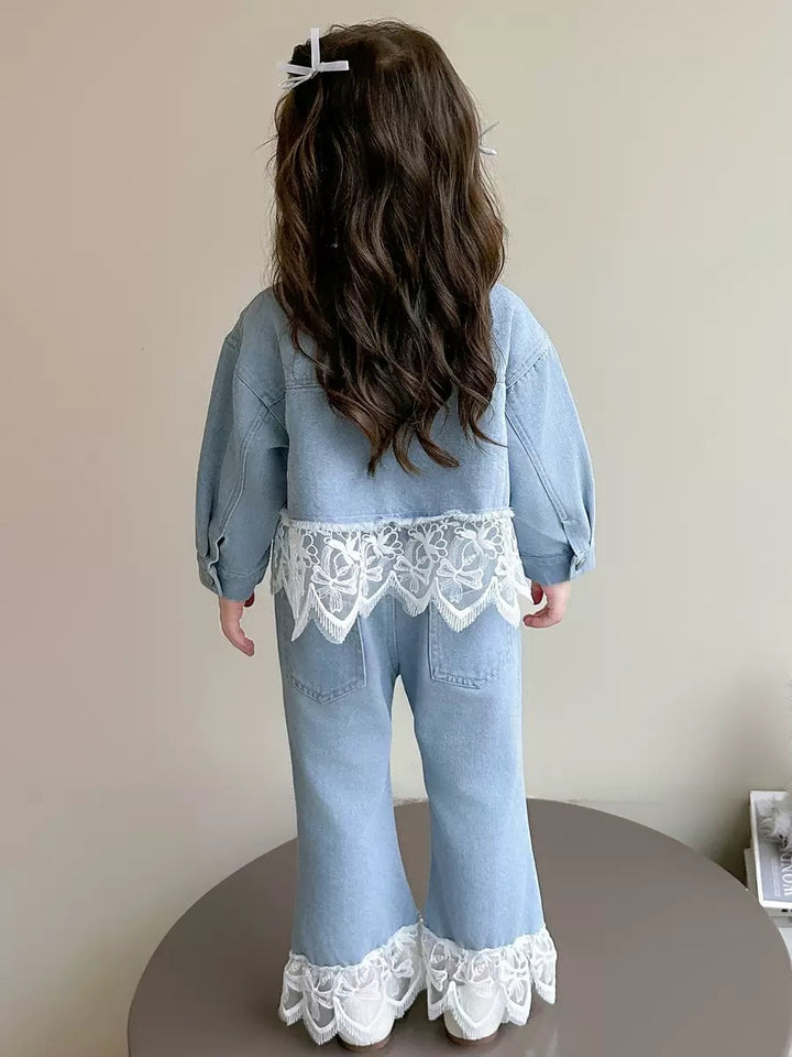 Girls Denim Co-ord Set With Frills Detail TrendyKid