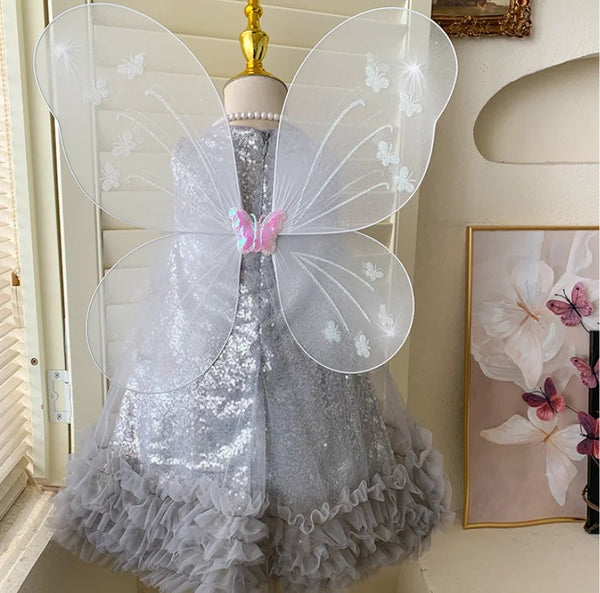 Girls Twinkle Fairy Sequin Dress With Wings
