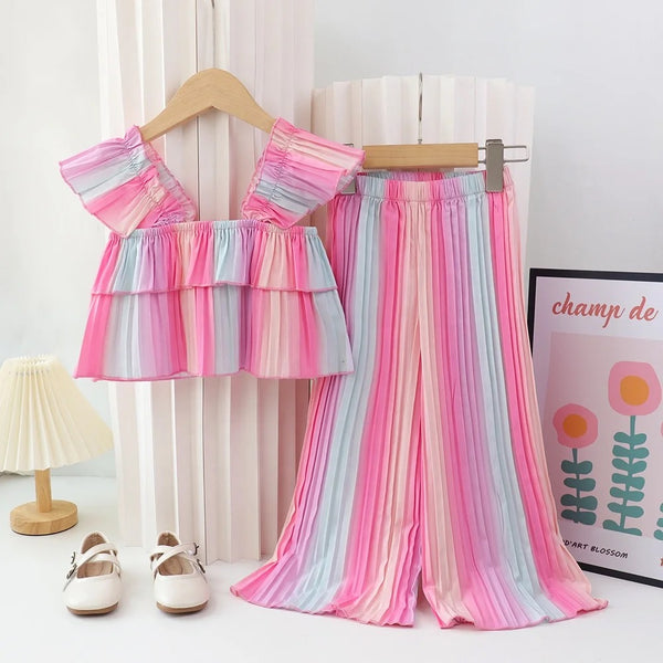 Girls Pleated Colorful Co-ord Set