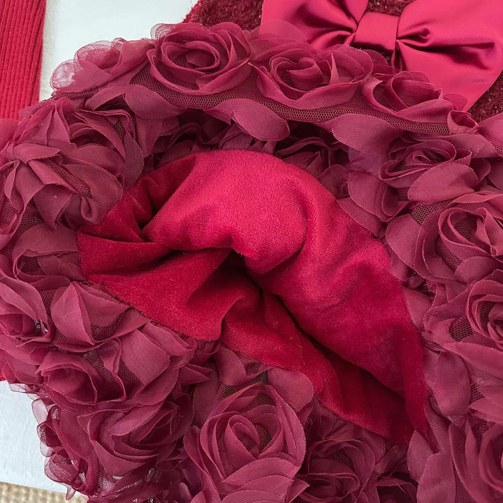 Girls Red Shimmer Dress With Ruffle Top TrendyKid