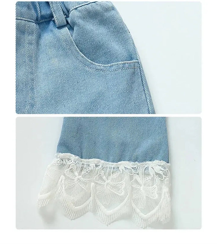 Girls Denim Co-ord Set With Frills Detail TrendyKid