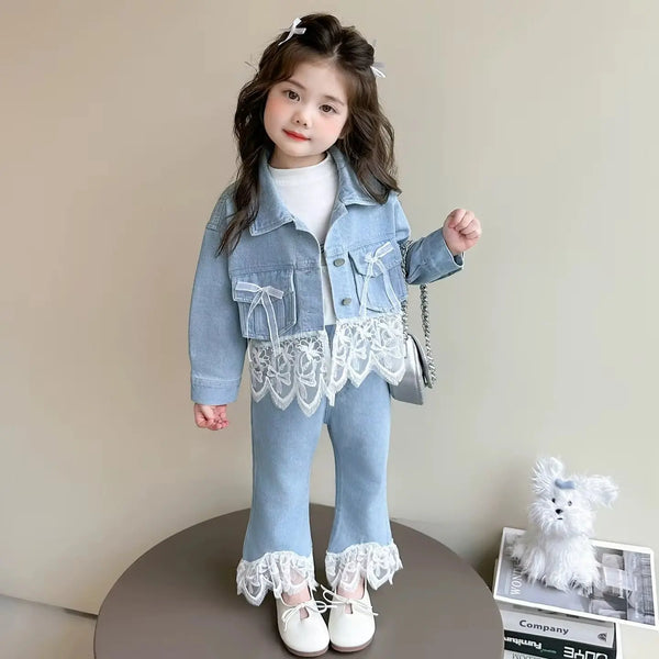 Girls Denim Co-ord Set With Frills Detail TrendyKid
