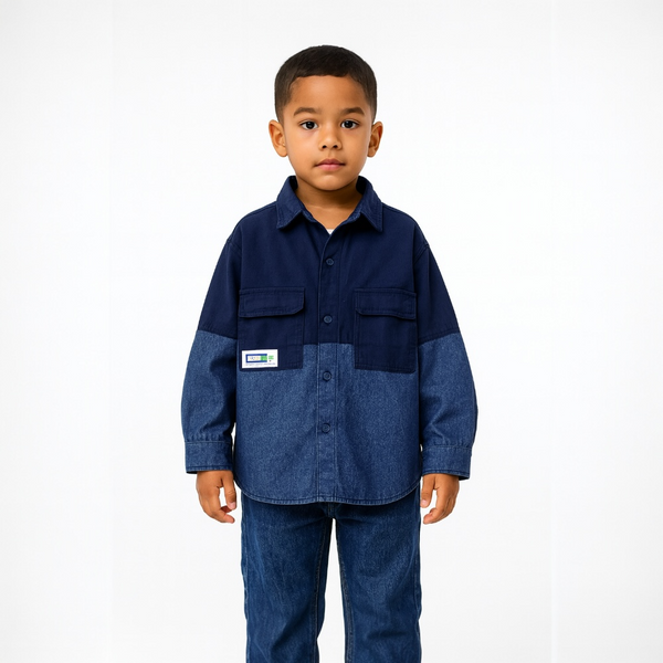 Boys Color-Block Denim Shirt