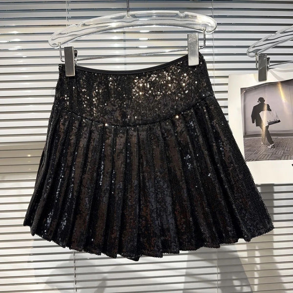 Girls Black Sequins Party Skirt