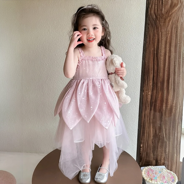 Girls Pink Sequin Party Dress