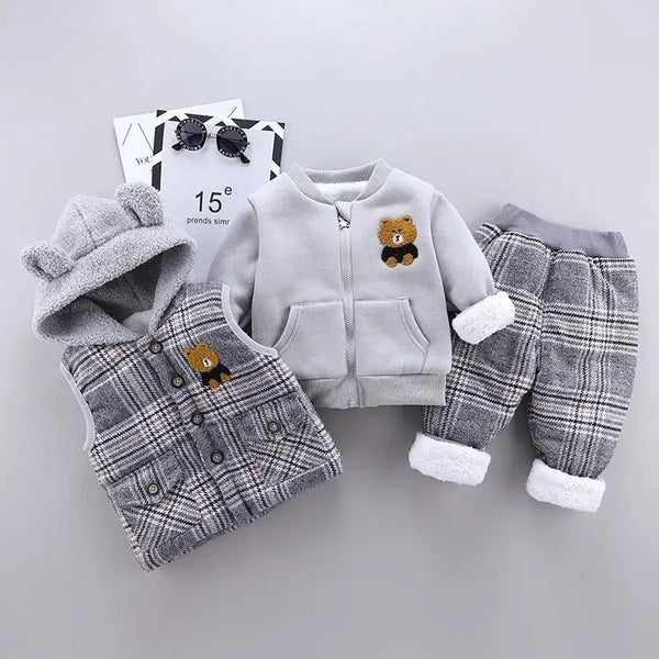 Boys Plaid 3 Pcs Winter Set TrendyKid