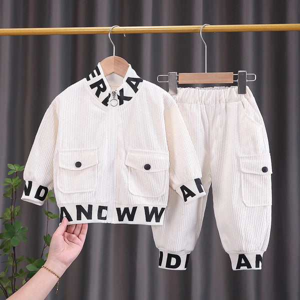 Boys Off-White Coduroy Co-ord Set