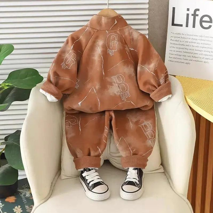Boys Brown Joggers Set With T-shirt TrendyKid