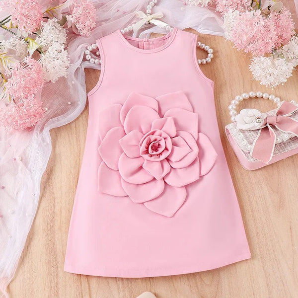 Girls Flower Design Pink Dress