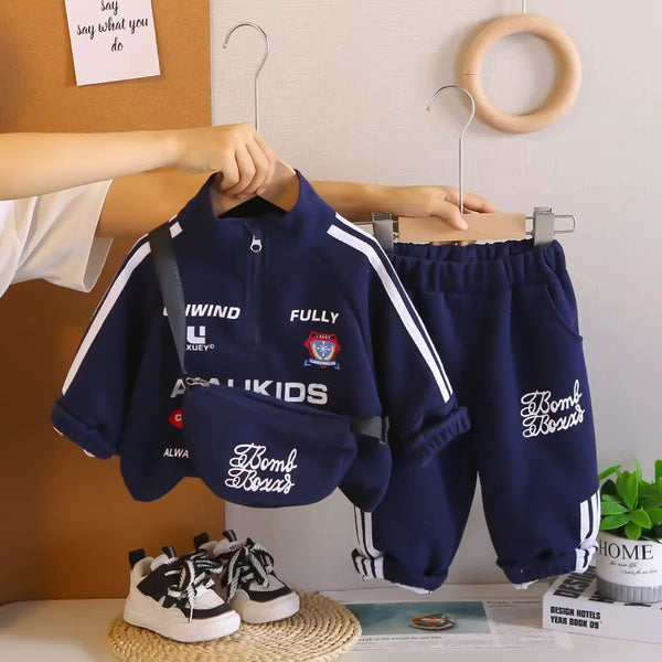 Boys Navy Blue Jogger Set With Bag TrendyKid