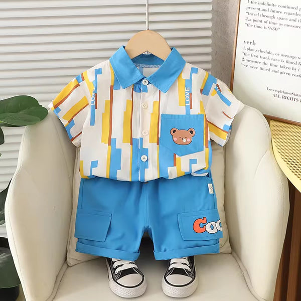 Boys Patterned Shirt And Shorts