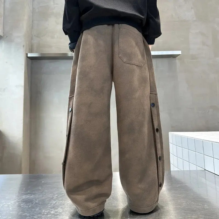 Boys Brown Wide-Leg Track Pants TrendyKid