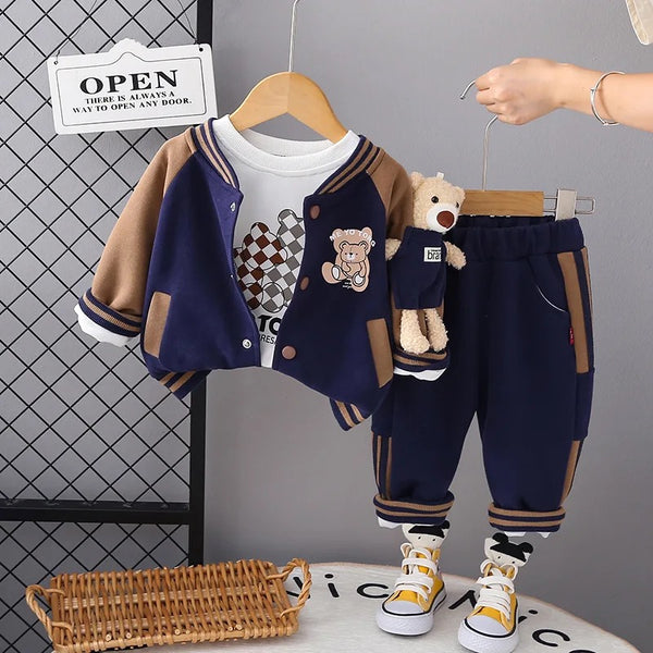 Boys Toy Attached Co-ord Set With T-shirt 3 Pcs Set