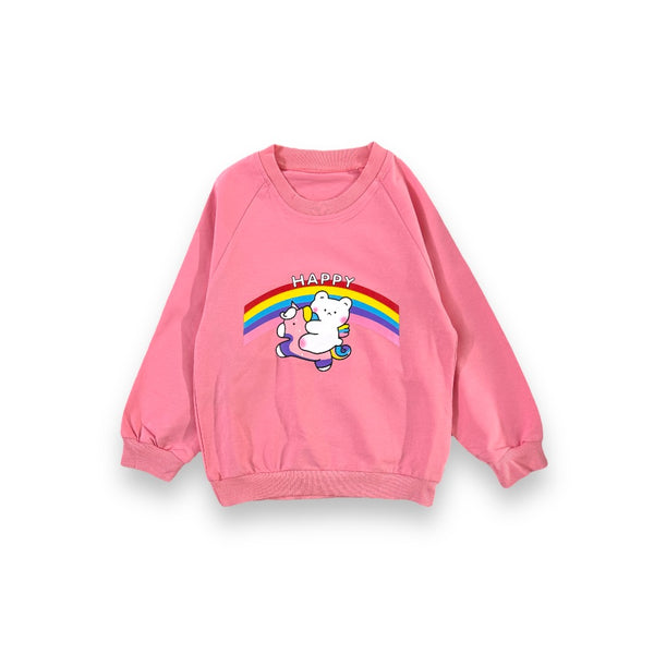 Girls Pink Printed Sweatshirt