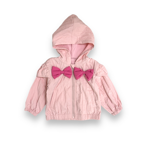 Girls Pink Bow Distressed Hoodie