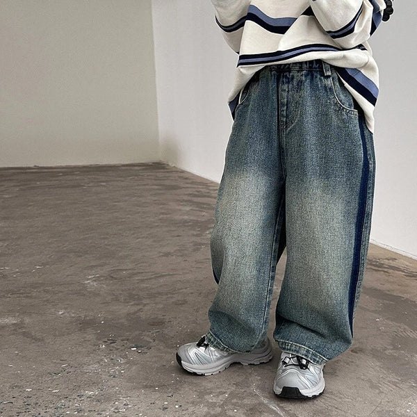 Boys Color Constrast Patchwork Jeans