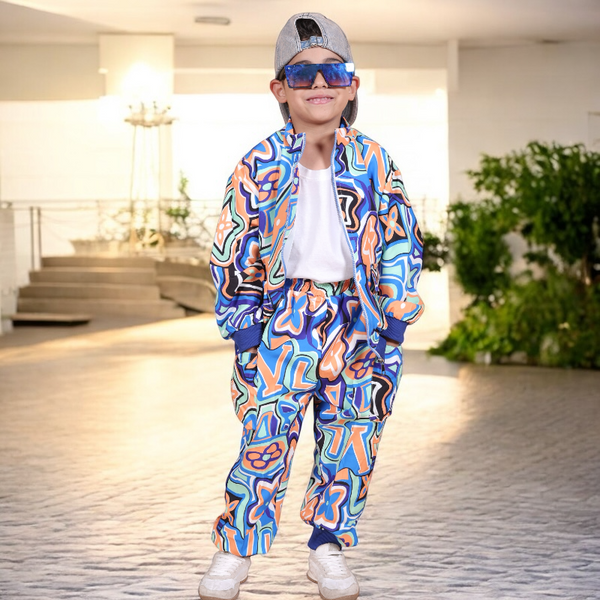 Boys Blue Printed Co-ord Set