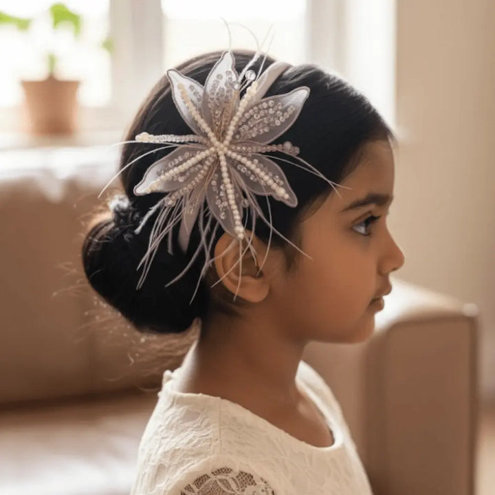 Girls Pearl-Feather Crystal Purple Hair Band TrendyKid