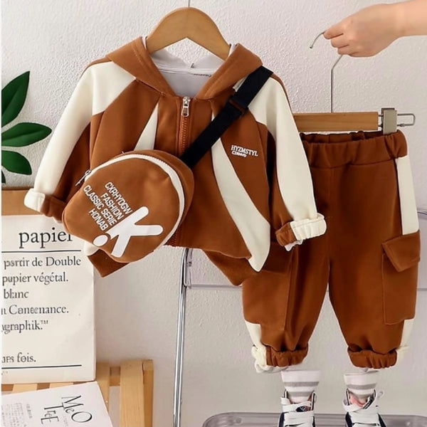 Boys Stylish Jogger Set With Bag