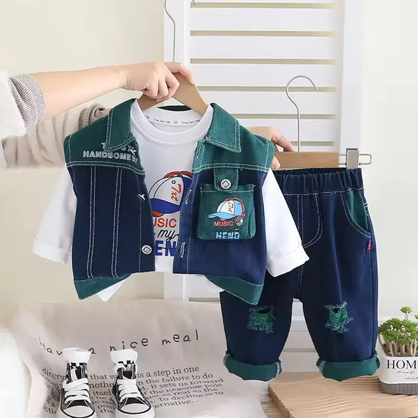 Boys Color-Block Denim Co-ord Set