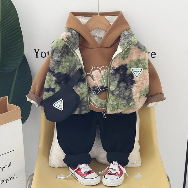 Boys Hoodie With Jacket And Jogger 3 Pcs Set