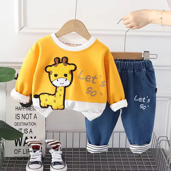 Boys Yellow Sweatshirt And Jeans Set