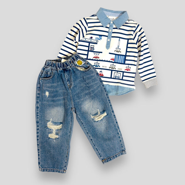 Boys T-shirt And Jeans Combo Set