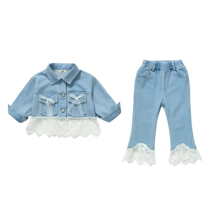 Girls Denim Co-ord Set With Frills Detail TrendyKid