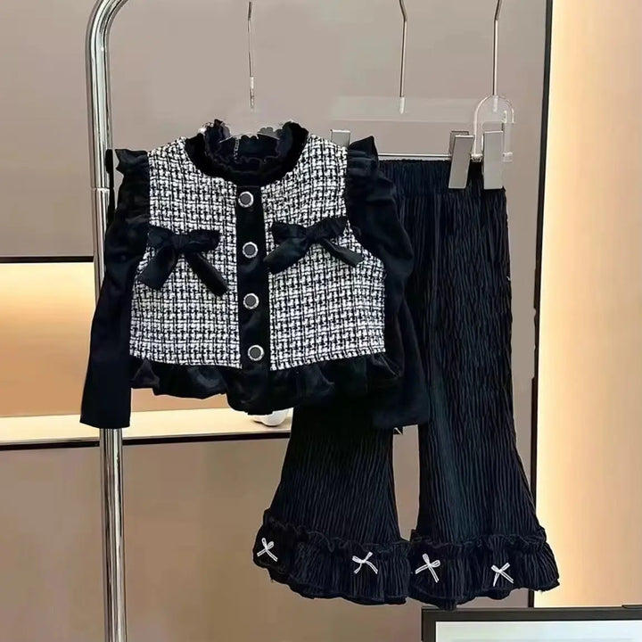 Girls Tweed-Bow Detail 3 Piece Set TrendyKid