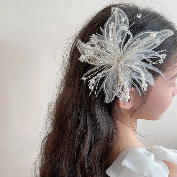 Girls Silver Pearl-Crystal Hair Band
