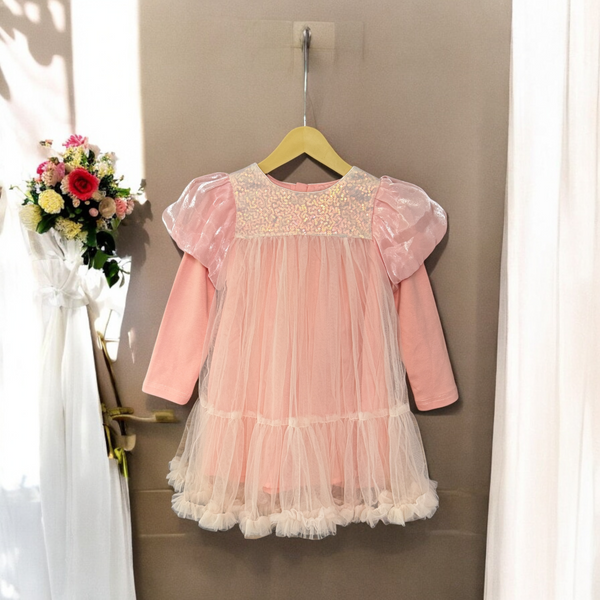 Girls Back Bow Tulle Party Dress