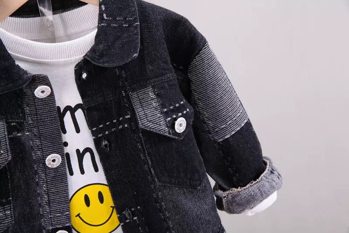 Boys Black Stitched Designer 3 Pcs Set TrendyKid