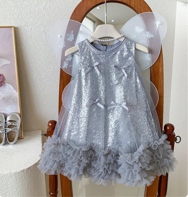 Girls Twinkle Fairy Sequin Dress With Wings