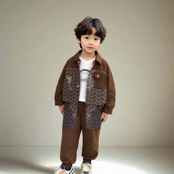 Boys 3 Piece Designer Brown Set TrendyKid