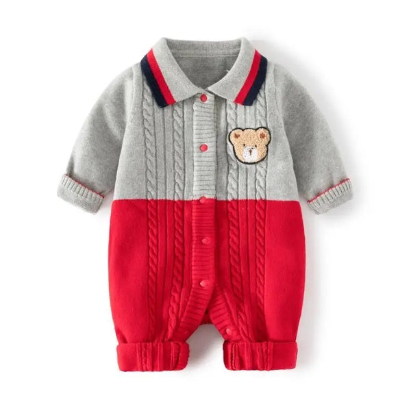 Baby Cute Color Block Knitted Romper