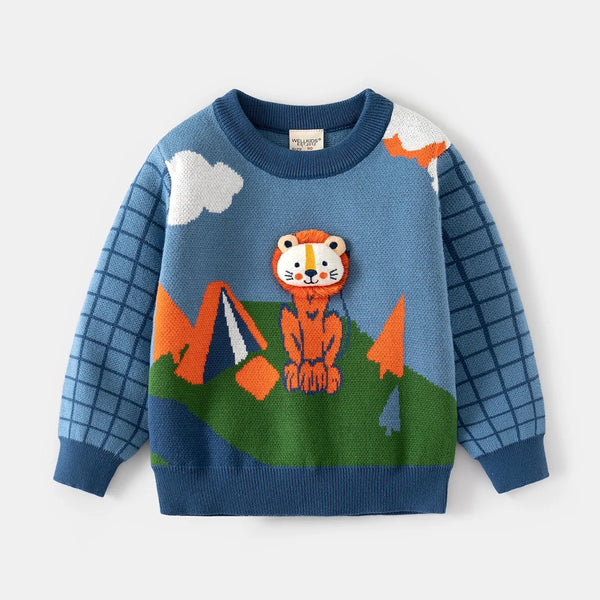 Boys Lion Motif Sweater