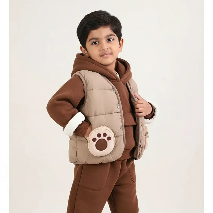 Boys Puffer Jacket, Sweatshirt And Joggers Set TrendyKid