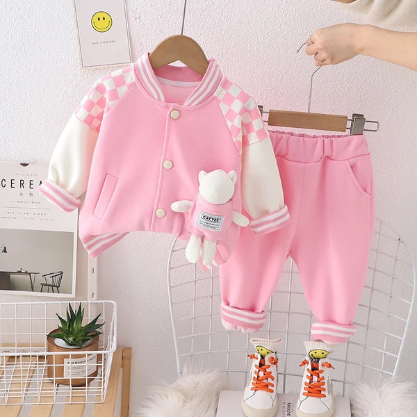 Girls Pink Jacket And Jogger 2 PcsSet