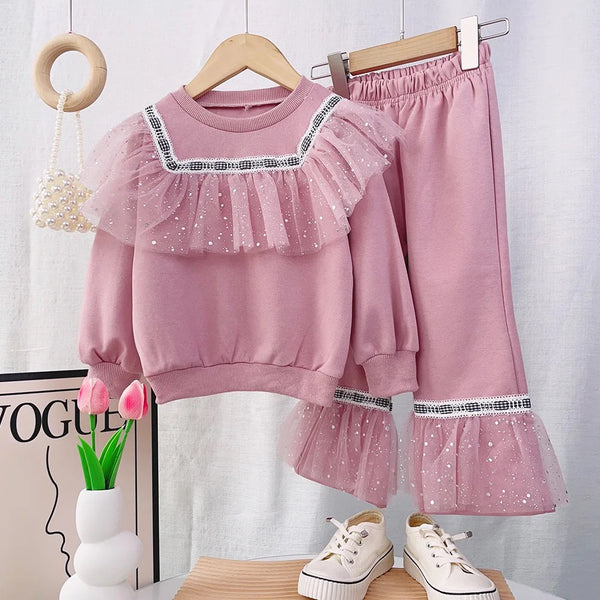 Girls Pink Frill Designer Co-ord Set