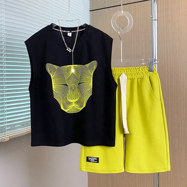 Boys Summer Yellow T-shirt And Shorts 2 Pcs Set
