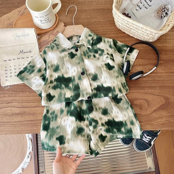 Boys Designer Printed Green Co-ord Set