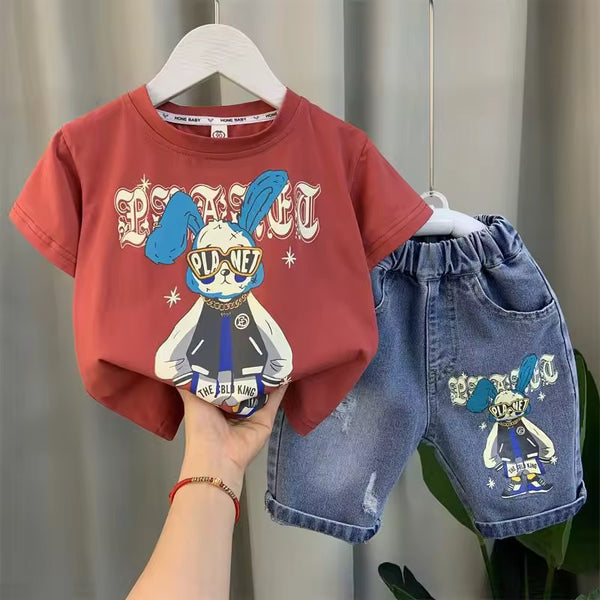 Boys Rabbit Printed T-Shirt and Shorts