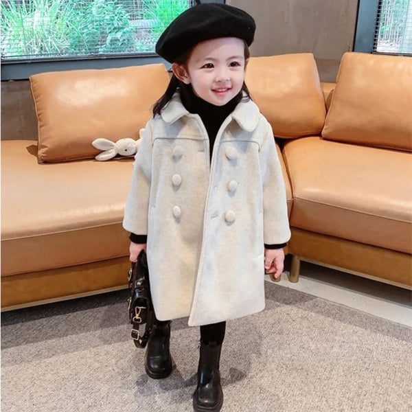 Girls Beige Long Coat