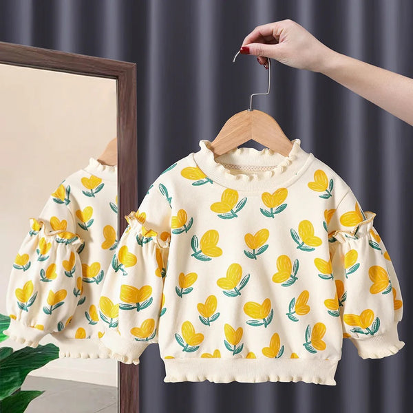 Girls Floral Printed Sweatshirt