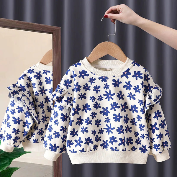 Girls Floral Printed Sweatshirt