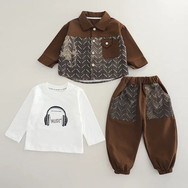 Boys 3 Piece Designer Brown Set TrendyKid