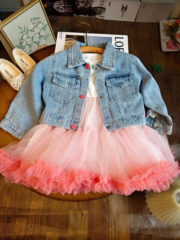 Girls Frill Dress With Jacket