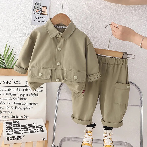 Boys Solid Green Co-ord Set