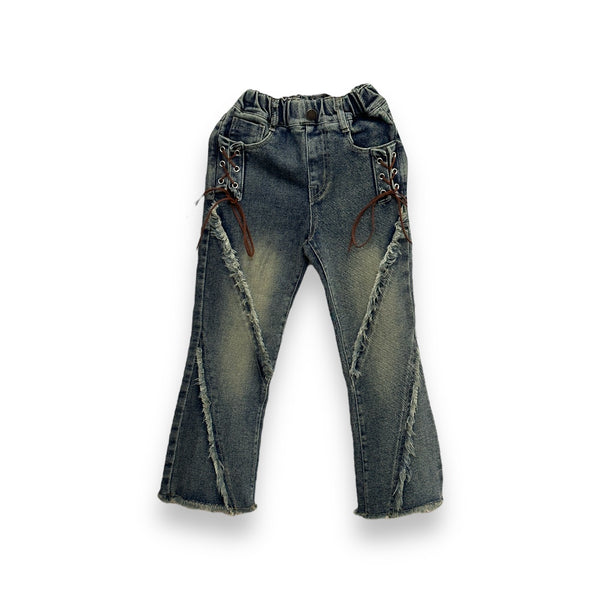 Girls Stylish Boot-Cut Rugged Jeans